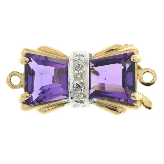 Amethyst & diamond bow clasp