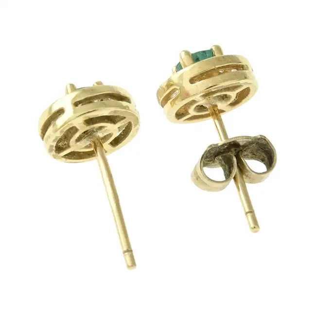 18ct gold emerald & diamond cluster earrings