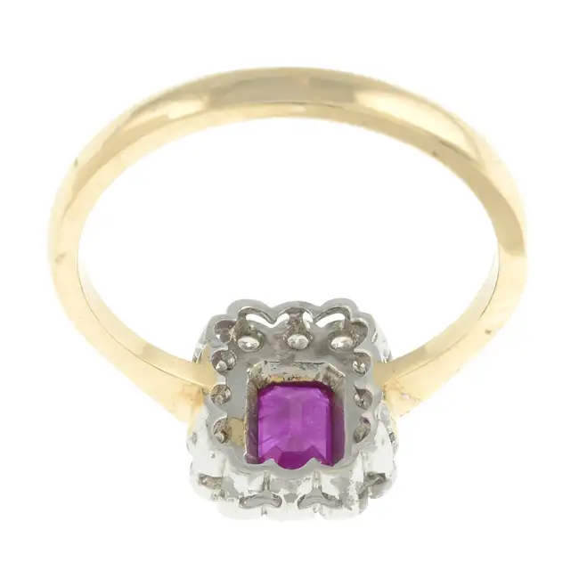 9ct gold ruby & diamond cluster ring