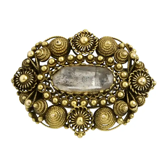 Late 19th century rock crystal floral brooch