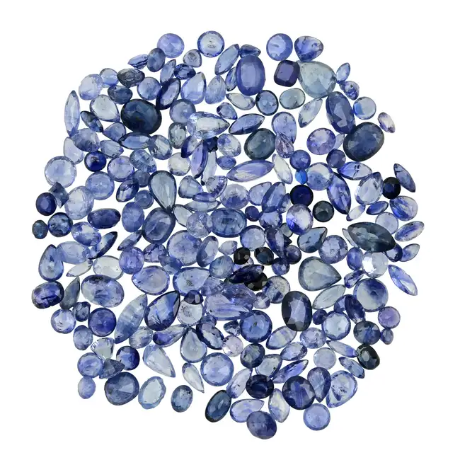 Vari-shape & hue sapphires, 65.18ct