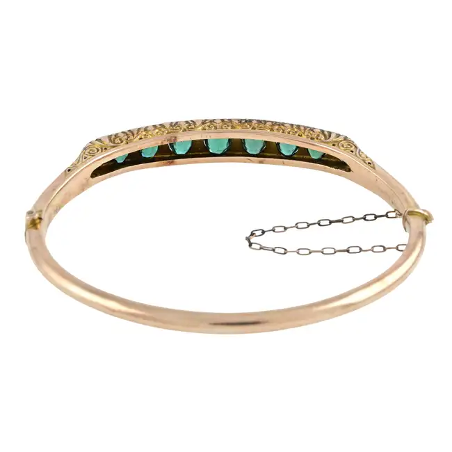 Edwardian 9ct gold GTD & diamond hinged bangle