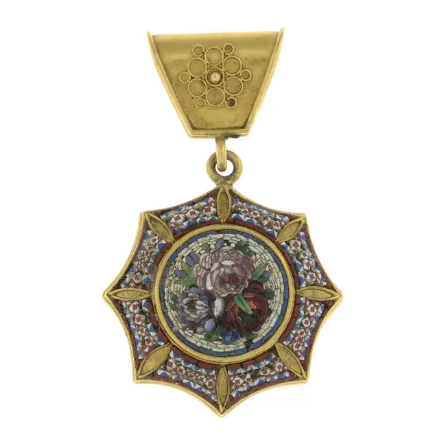 Late Victorian micro mosaic pendant