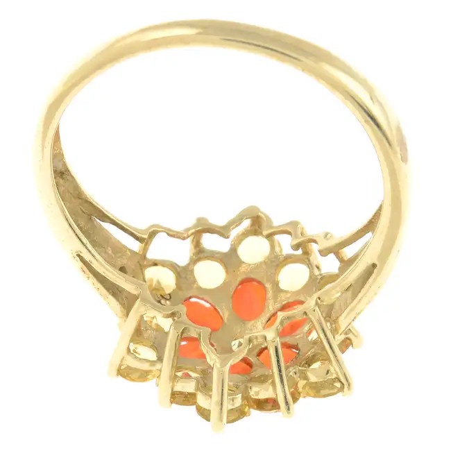 9ct gold citrine & fire opal cluster dress ring