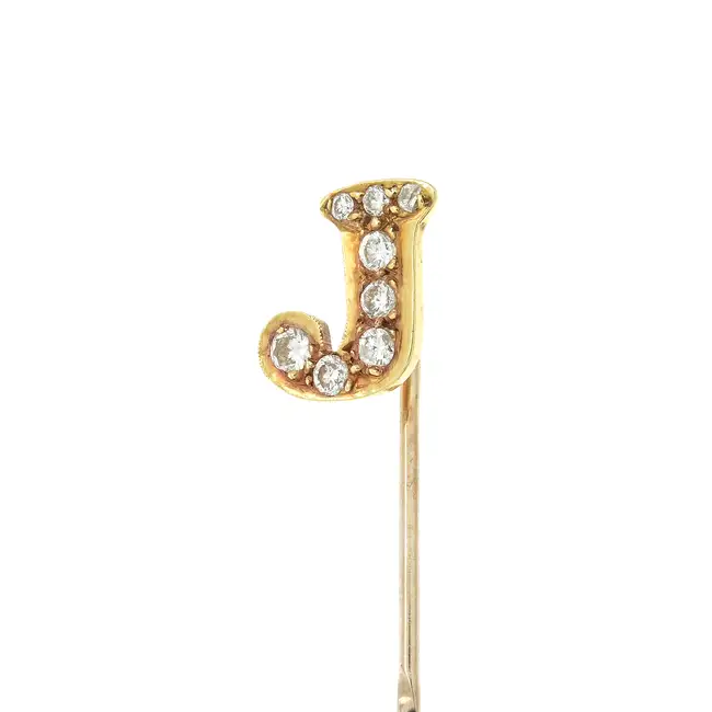Diamond 'J' initial stickpin