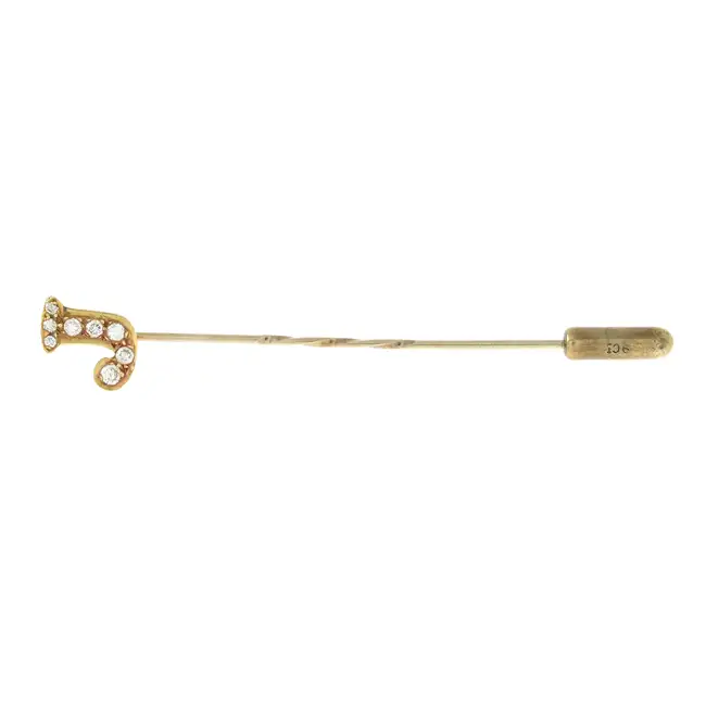 Diamond 'J' initial stickpin