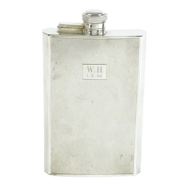 Silver hip flask by James Dixon & Sons