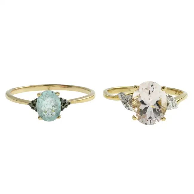 Two 9ct gold gem & diamond rings