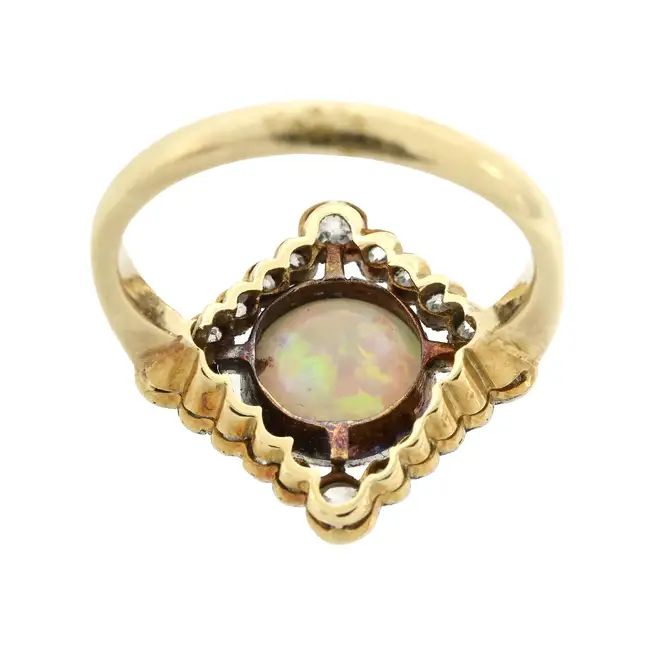 Edwardian 18ct gold opal and diamond ring