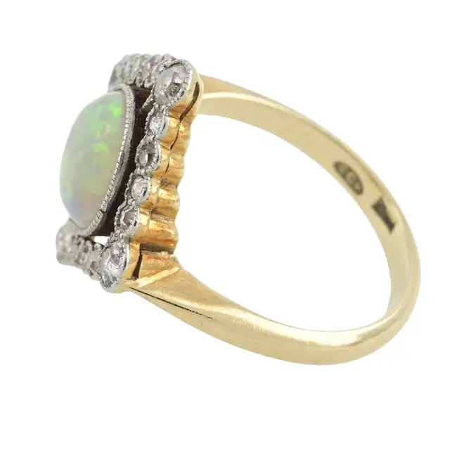Edwardian 18ct gold opal and diamond ring