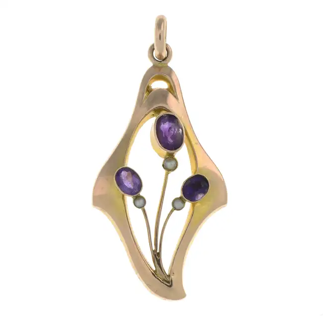 Early 20th 9ct gem pendant, Murrle Bennett &Co.