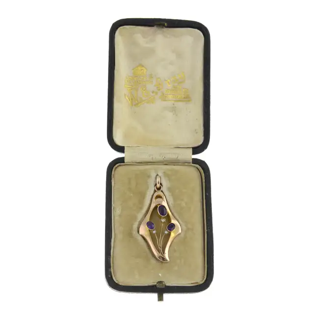 Early 20th 9ct gem pendant, Murrle Bennett &Co.