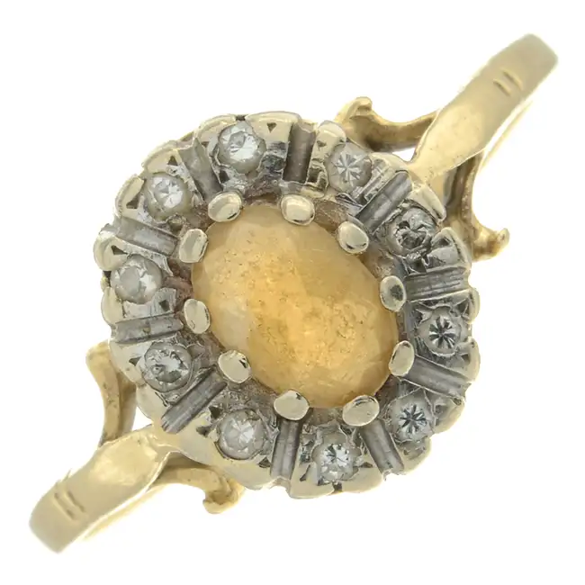 Citrine & diamond cluster ring