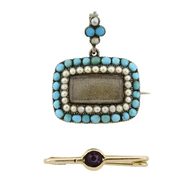 Two gem-set brooches