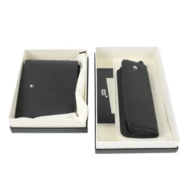 Montblanc black leather pen pouch and wallet