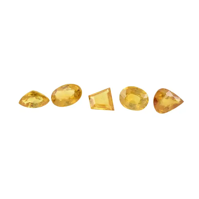 Five vari-shape yellow sapphires, 9.73ct