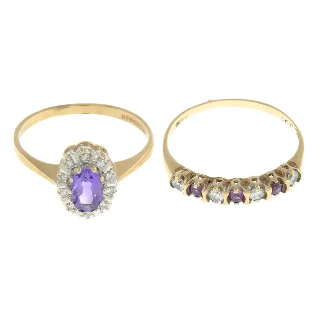 Two 9ct gold gem-set rings