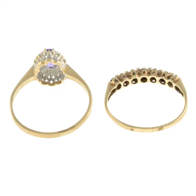 Two 9ct gold gem-set rings