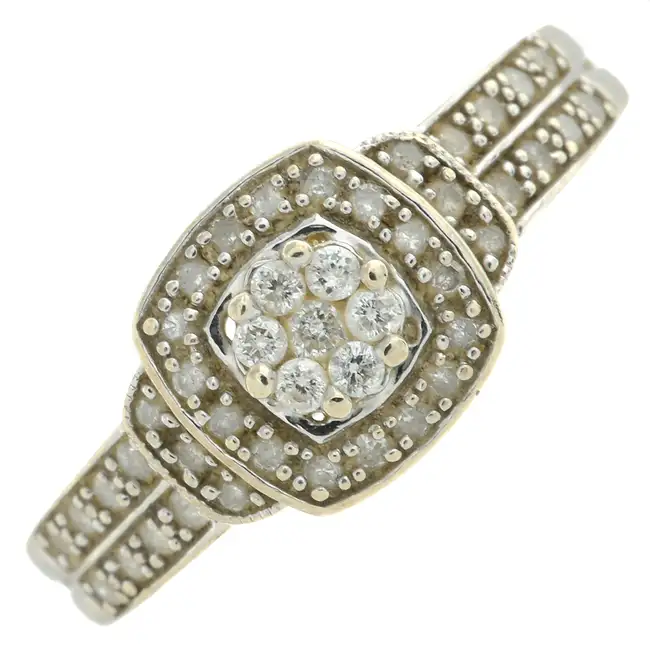 9ct gold diamond cluster dress ring