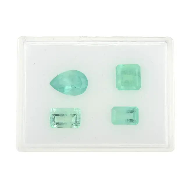 Four vari-shape emeralds, 7.41ct