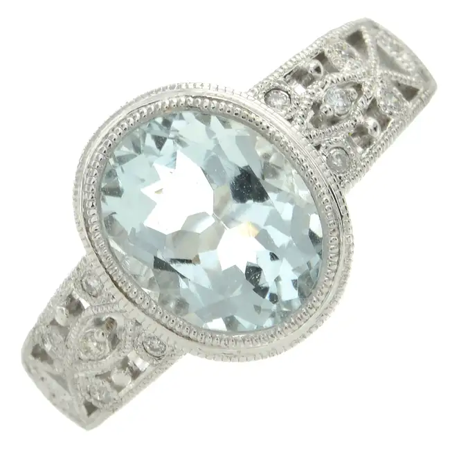 Aquamarine & diamond dress ring