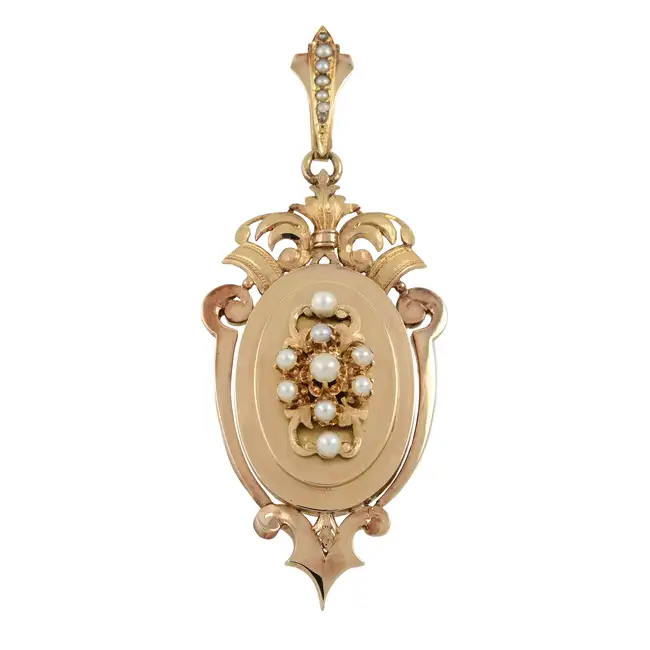 Late 19th century gold split pearl locket