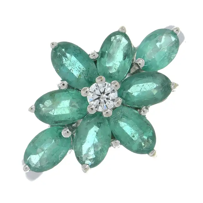 18ct gold emerald & diamond dress ring