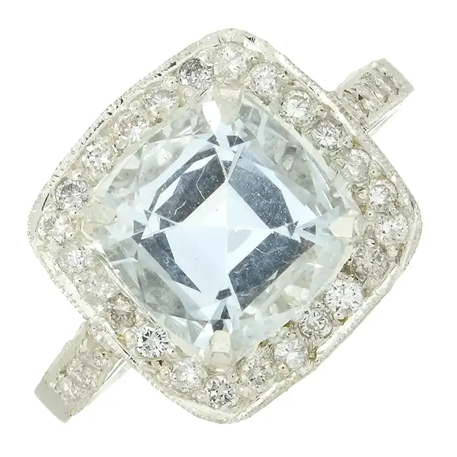 Aquamarine & diamond dress ring