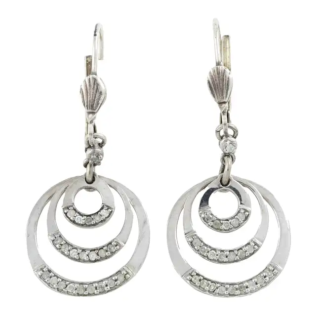 Diamond circle drop earrings