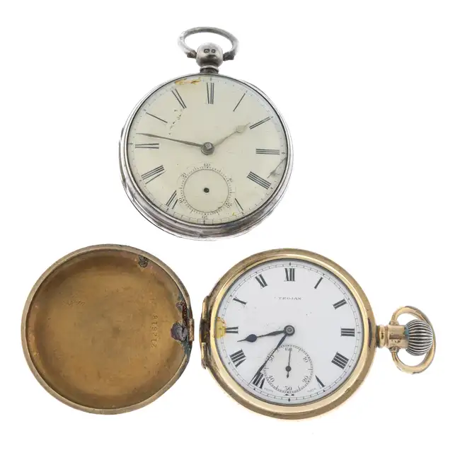 Open face pocket watch with a pocket watch