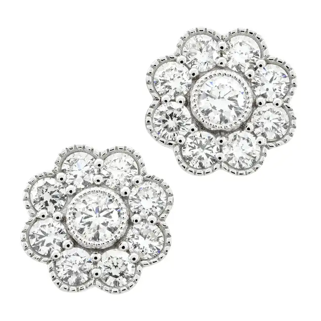 18ct gold diamond cluster earrings