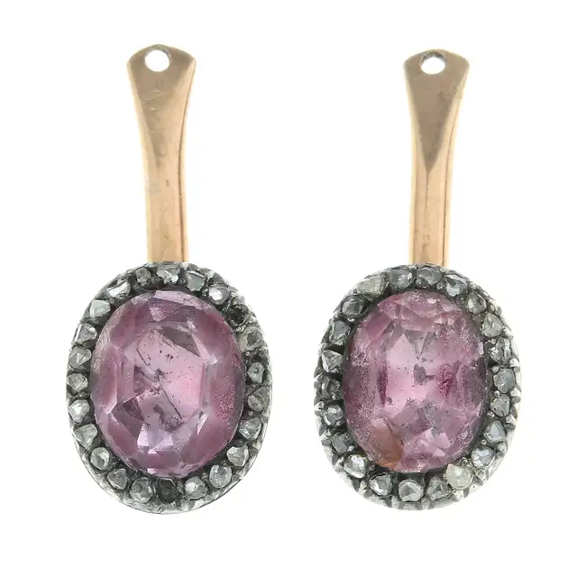 Foil-backed topaz & diamond dress studs