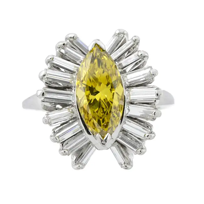'Yellow' diamond and diamond dress ring 