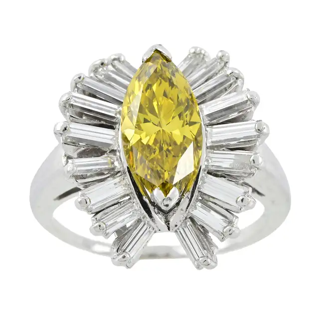 'Yellow' diamond and diamond dress ring 