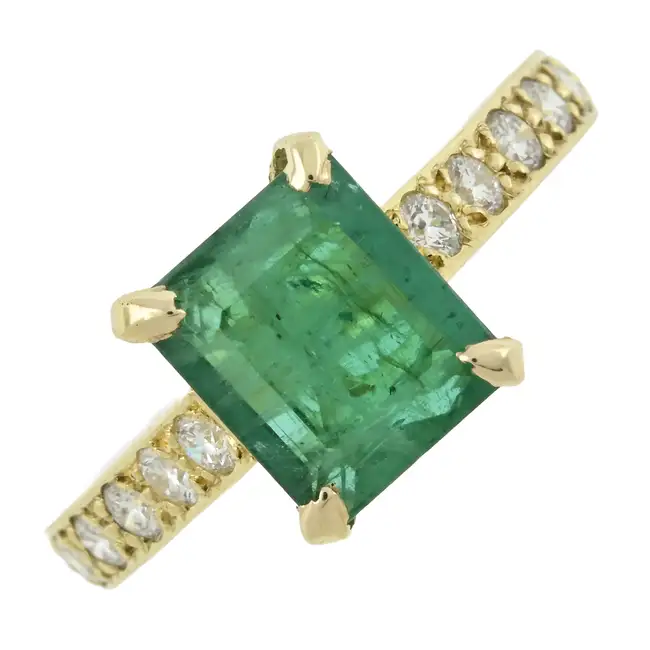 18ct gold emerald & diamond ring 