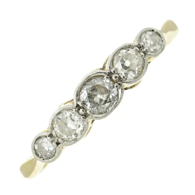 Mid 20th century diamond five-stone ring