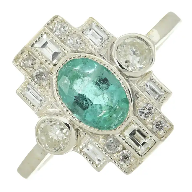Emerald & diamond dress ring