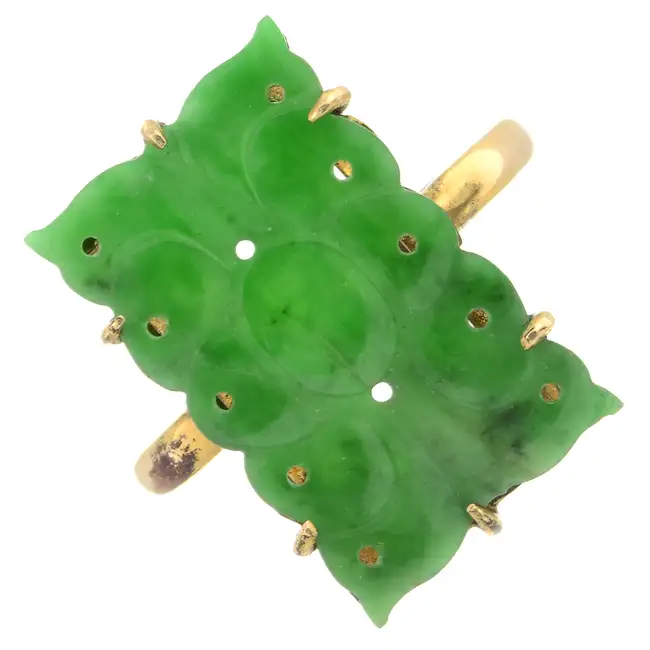 Carved jade dress ring