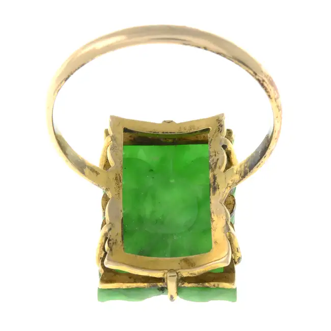 Carved jade dress ring