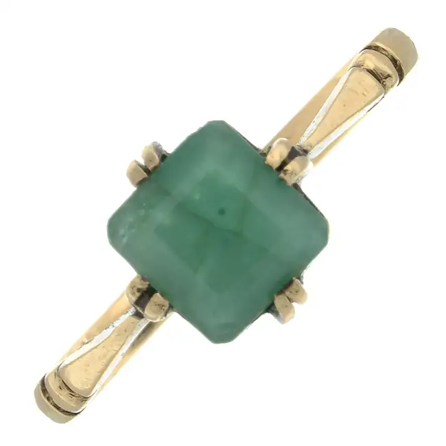 Mid 20th century emerald single-stone ring