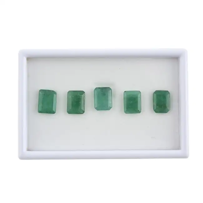 Five rectangular-shape emeralds, 7.38ct