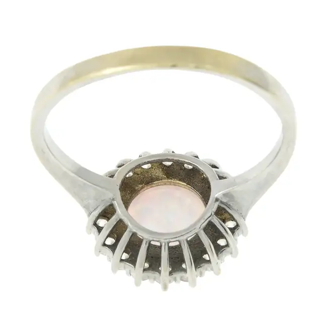 Synthetic opal & cubic zirconia cluster ring
