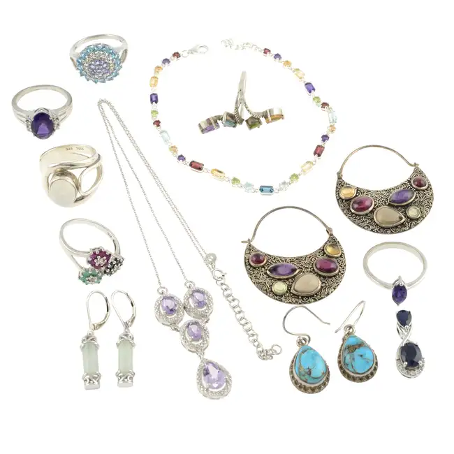 Twelve items of gem-set jewellery