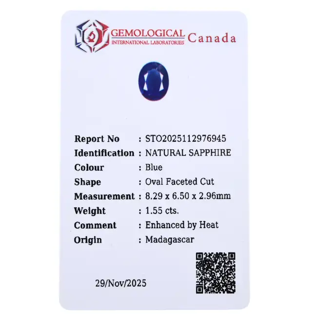 Oval-shape sapphire, 1.55ct