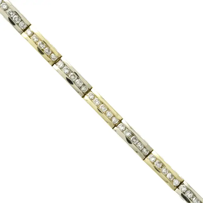14ct gold diamond bicolour line bracelet 