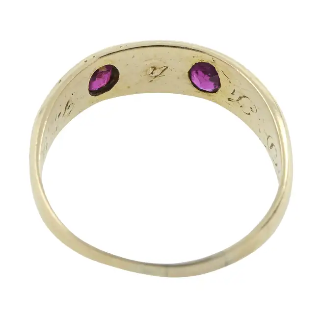 Early 20th c. ruby & split pearl five-stone ring