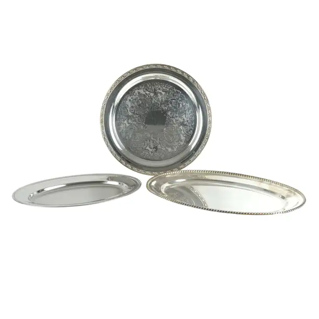 Selection of silver plated trays & platters, etc