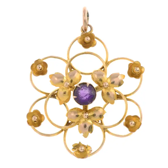 Early 20th century amethyst floral pendant