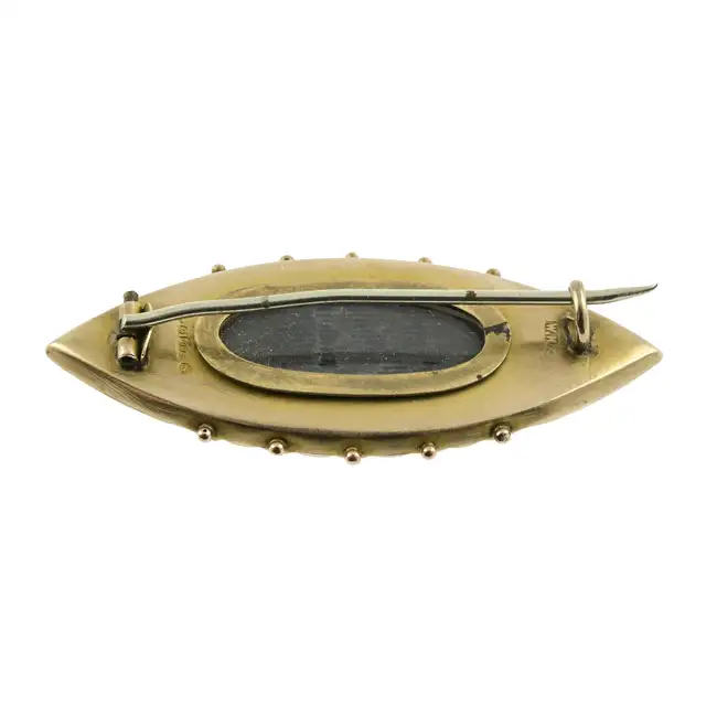 Late Victoran 9ct gold red paste & diamond brooch