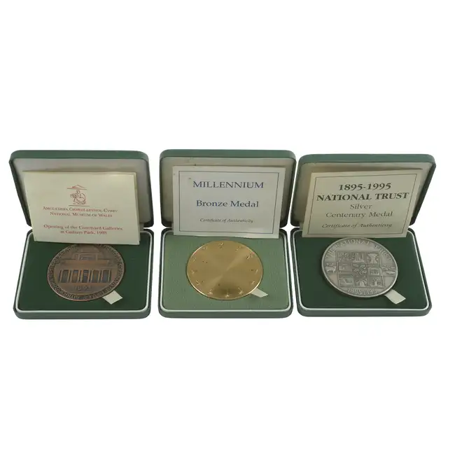 National Trust, Centenary 1995 silver medal; plus two bronze medals (3)